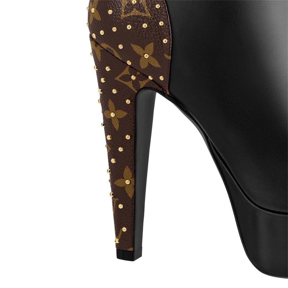 Louis Vuitton Black and Brown Heeled Boots with Animal Print - Picture 5 of 6